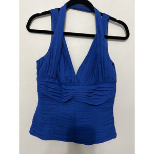 Bebe Babydoll Corset‎ Royal Blue Crop Formal Cocktail Frilly Sexy Slimming M